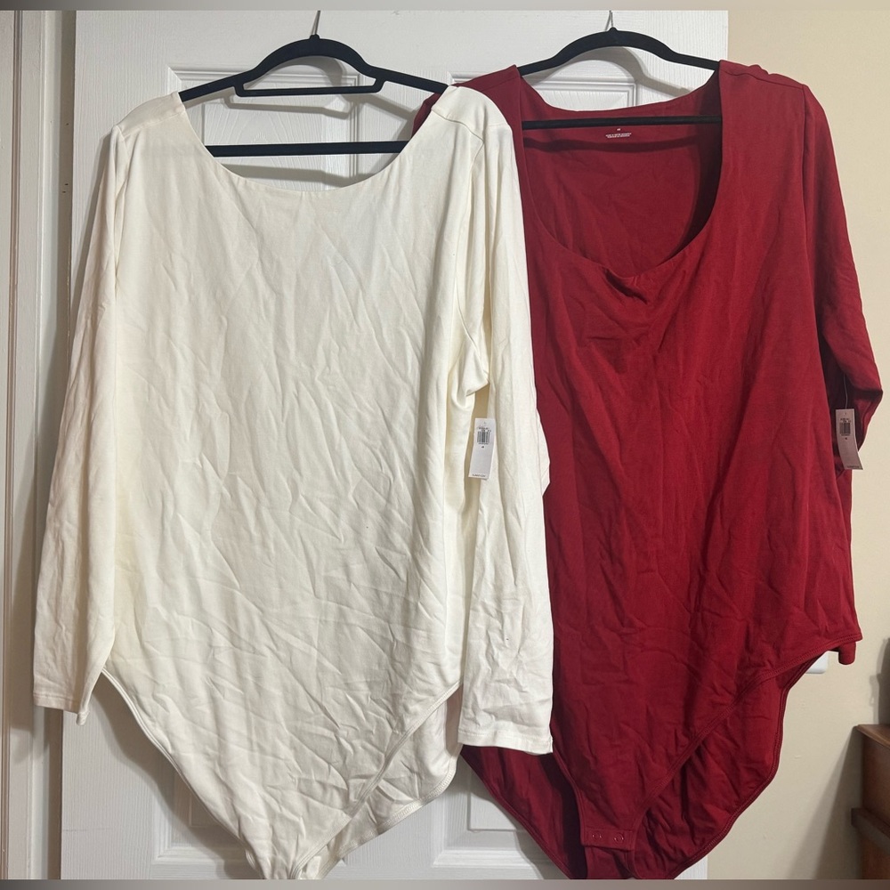 Old Navy Red and Cream Bodysuits
